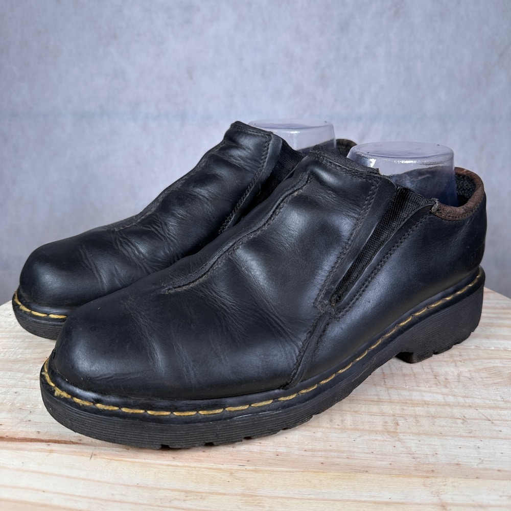 Dr. Martens Slip On Loafers Mens Size 9 Black Good Made In England Vintage DM's